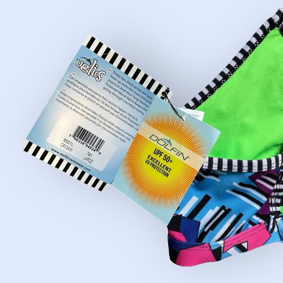 NWT Women’s Dolfin Uglies Large Bikini Swim Practice Top Multicolor Origami - Picture 7 of 10